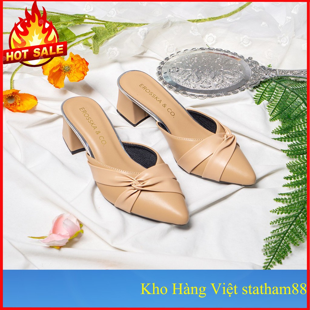 🌸 Dép Cao Gót Nữ 5P ⚜️FREESHIP⚜️ Dép Sục Nữ Thời Trang Mũi Nhọn Phối Quai Thắt Chéo ²⁴ʱ 🌸 ^