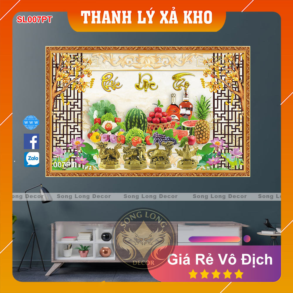 [FREE SHIP] Tranh Dán Tường 3D Phòng Thờ Tổ Tiên - SL007PT-Tranh 3d Linh Thiêng- Song Long Decor