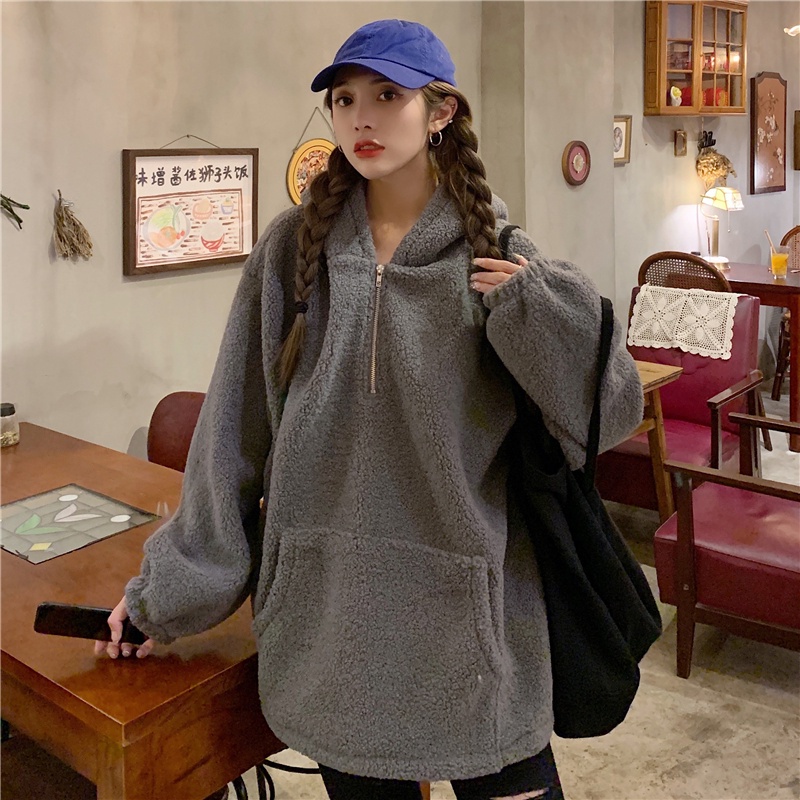 Áo hoodie dài tay dáng rộng thiết kế mới thời trang dành cho mùa đông | BigBuy360 - bigbuy360.vn
