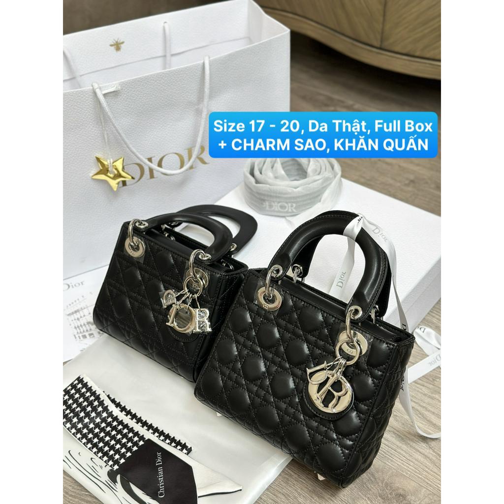 Túi Small Mini Lady Lambskin Khoá Tag Bạc Da Thật Size 17 20 Full Box Kèm KHĂN & CHARM SAO
