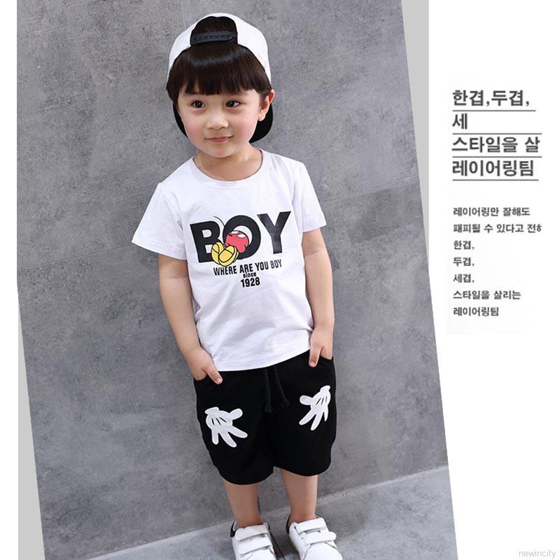 Set áo thun tay ngắn &amp; quần short cho bé trai &amp; gái