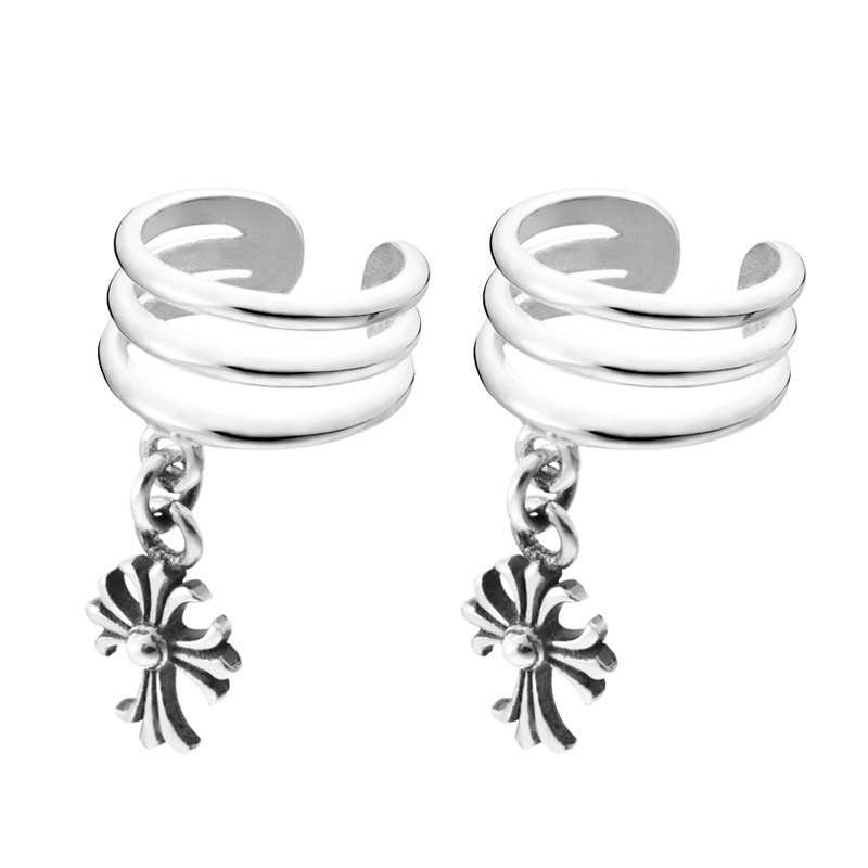 Khuyên tai nam không cần bấm lỗ kẹp vành nữ chất liệu bạc unisex hình chữ thập thánh giá  K111(1 chiếc)| GEMY SILVER