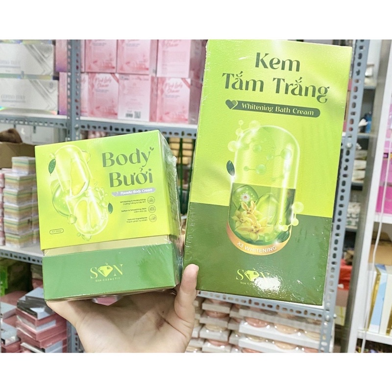 1 hộp kem body bưởi tặng 1 tắm trắng cùng loại