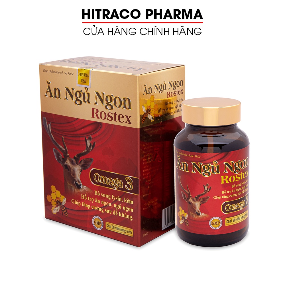 Viên Ăn Ngủ Ngon Rostex Omega 3 Đỏ tăng cường sức đề kháng - Chai 60 viên [Ăn Ngủ Ngon Rostex Chai]