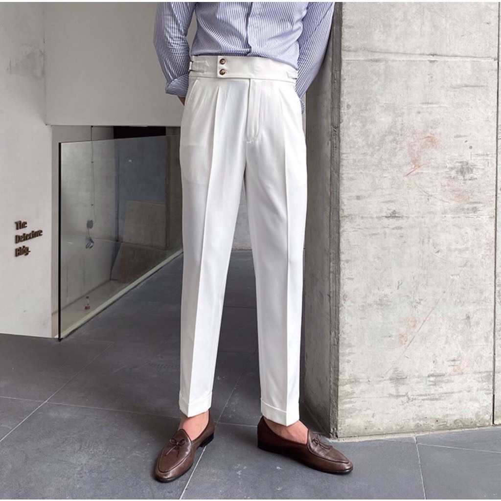 Quần Âu Baggy Nam Cạp Cao Premium, Quần Tây Dáng Lửng Cao Thời Trang Nam Hàn