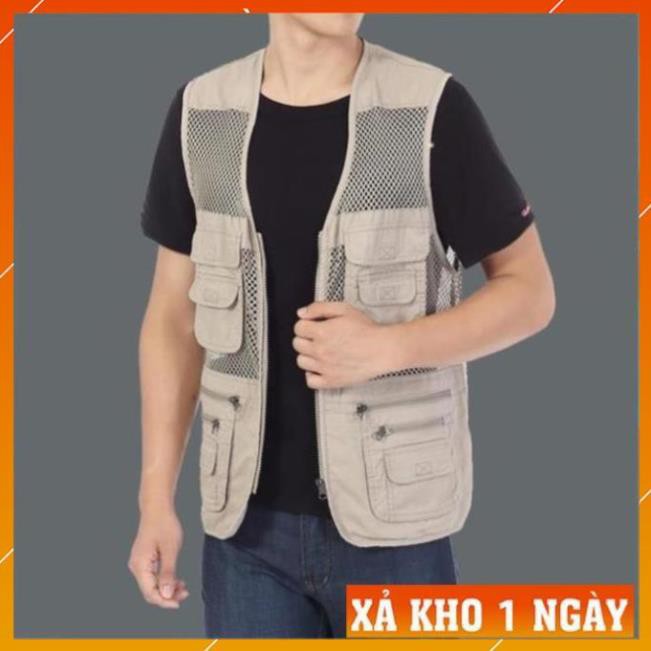 nam bigsize [FreeShip –  Giảm 30k]  Áo gile Nam - Áo ghi lê Lưới Lính Mỹ - Vest gile Nam Nhiều Túi