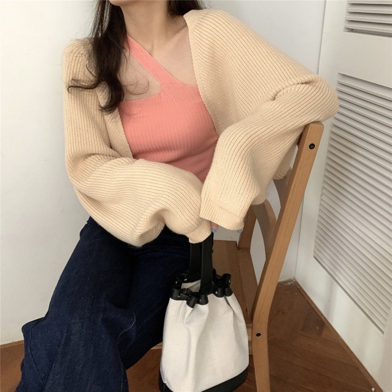 Áo cardigan IELGY dệt kim mỏng tay dài dáng rộng thời trang cổ điển thịnh hành