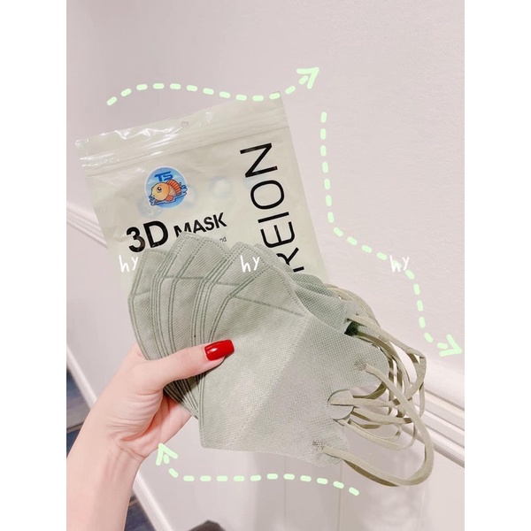 Khẩu Trang 3D Thái Lan màu Trendy, không xù lông, đeo êm tai, thoáng mát