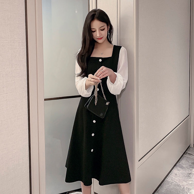 Đầm tay dài phối nút thờI trang Hàn Quốc dành cho nữ