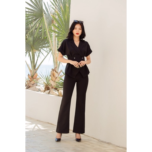 Áo clothesrack cổ vest tay chờm Olivia