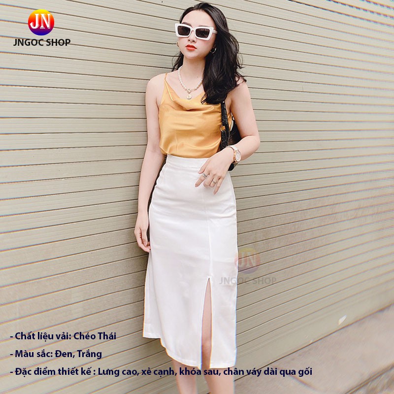 Chân váy dài Hàn Quốc xẻ tà trẻ trung, Chân váy chữ A dài Ulzzang lưng cao cá tính | BigBuy360 - bigbuy360.vn