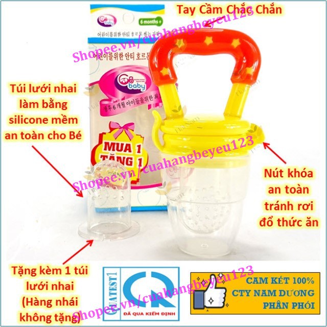 (Tặng kèm 1 ti nhai) Hộp Túi nhai silicone ăn dặm chống hóc cho bé GB Baby (Hàn Quốc) (Ko dây kẹp)