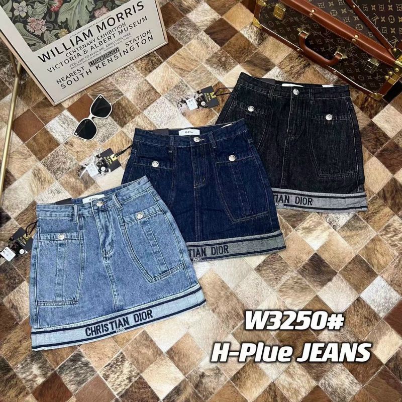 Chân váy jeans chữ gấu hàng QCL1