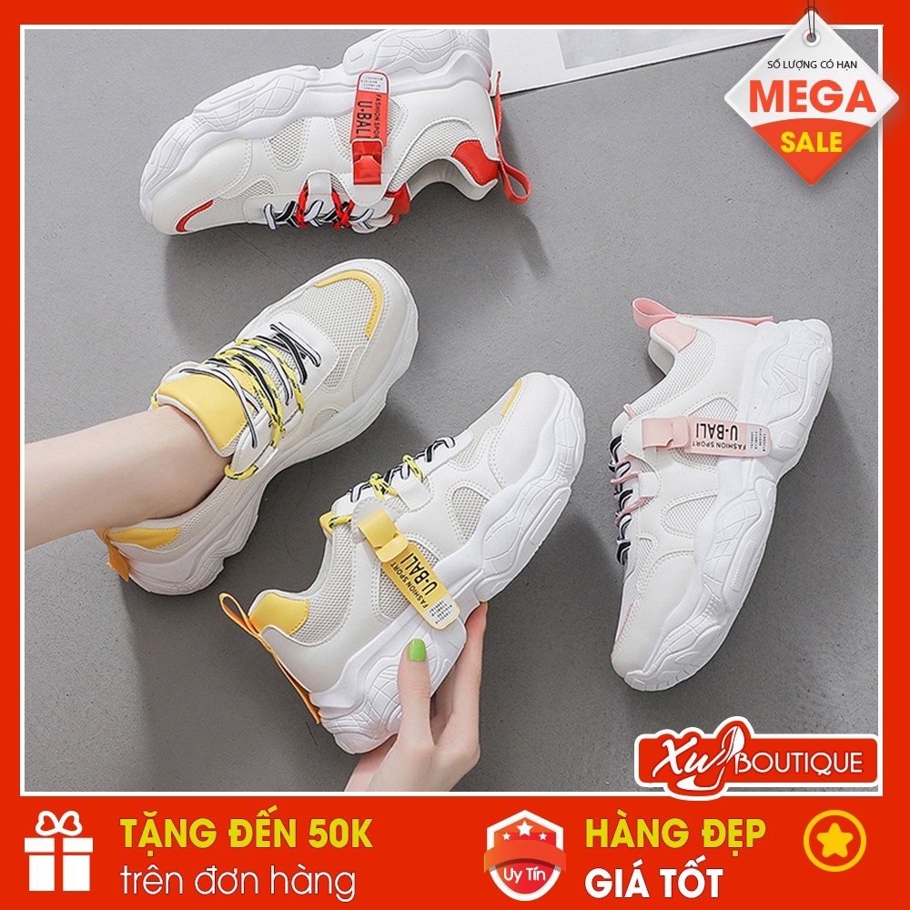 Giày Thể Thao Nữ, Sneaker U-Bali Buộc Dây Đế Cao 4,5CM 2020 - Chất Da Mềm Phối Lưới Đẹp TT050/51/52