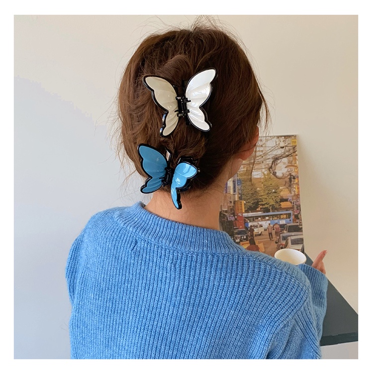 Kẹp tóc càng cua Acrylic hình bướm phong cách Hàn Quốc cho nữ YOS