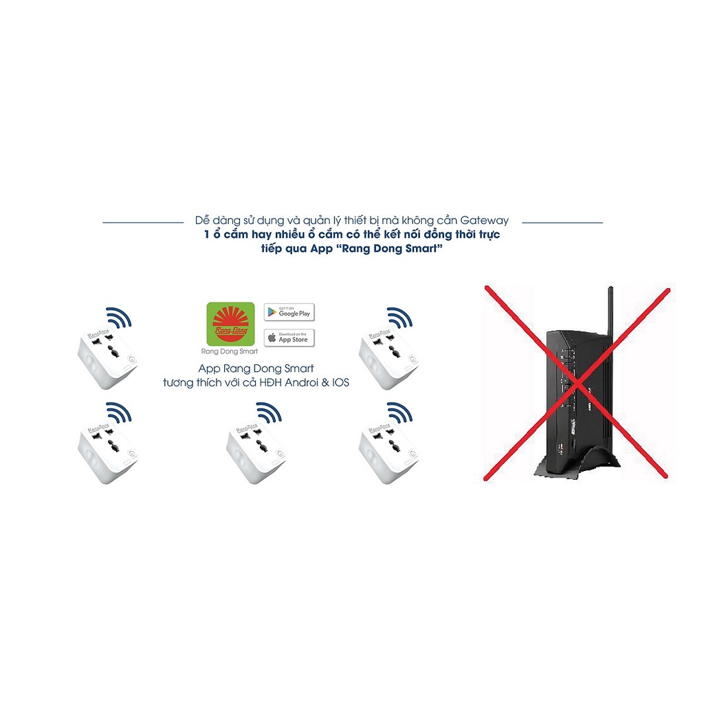 Ổ Cắm Thông Minh Wifi Rạng Đông 16A Điều Khiển Qua App + Giọng Nói, Hẹn Giờ, BH 2 Năm