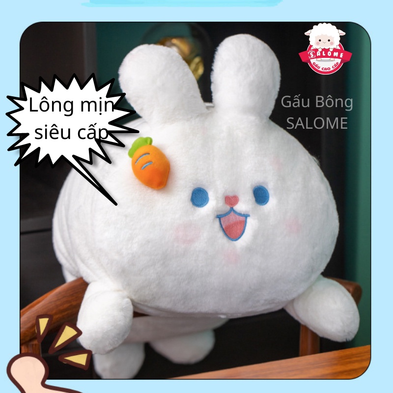Gấu Bông Thỏ Trắng Đeo Nơ Cà Rốt Lông Mịn SALOME - Gối ôm Cao Cấp