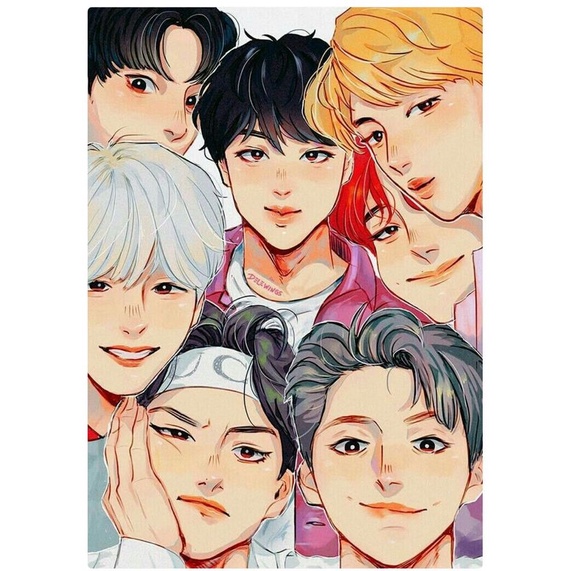 Bộ Tranh Đính Đá 5d Tự Làm Hình Nhóm Nhạc BTS 30x40cm