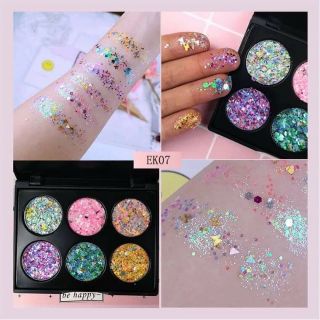 Bảng phấn mắt kim tuyến 6 ô popfeel
