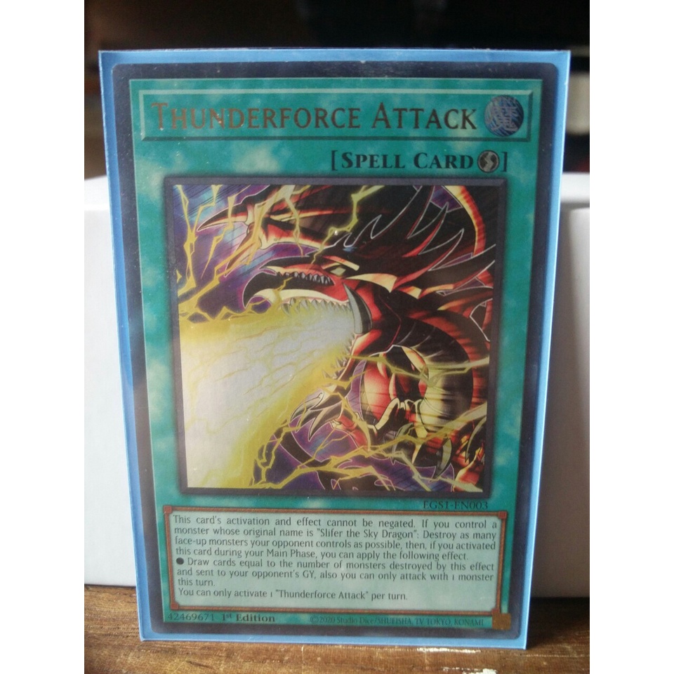 Thẻ bài yugioh TCG chính hãng Thunderforce Attack - Ultra Rare mã EGS1-EN003 - 1st Edition