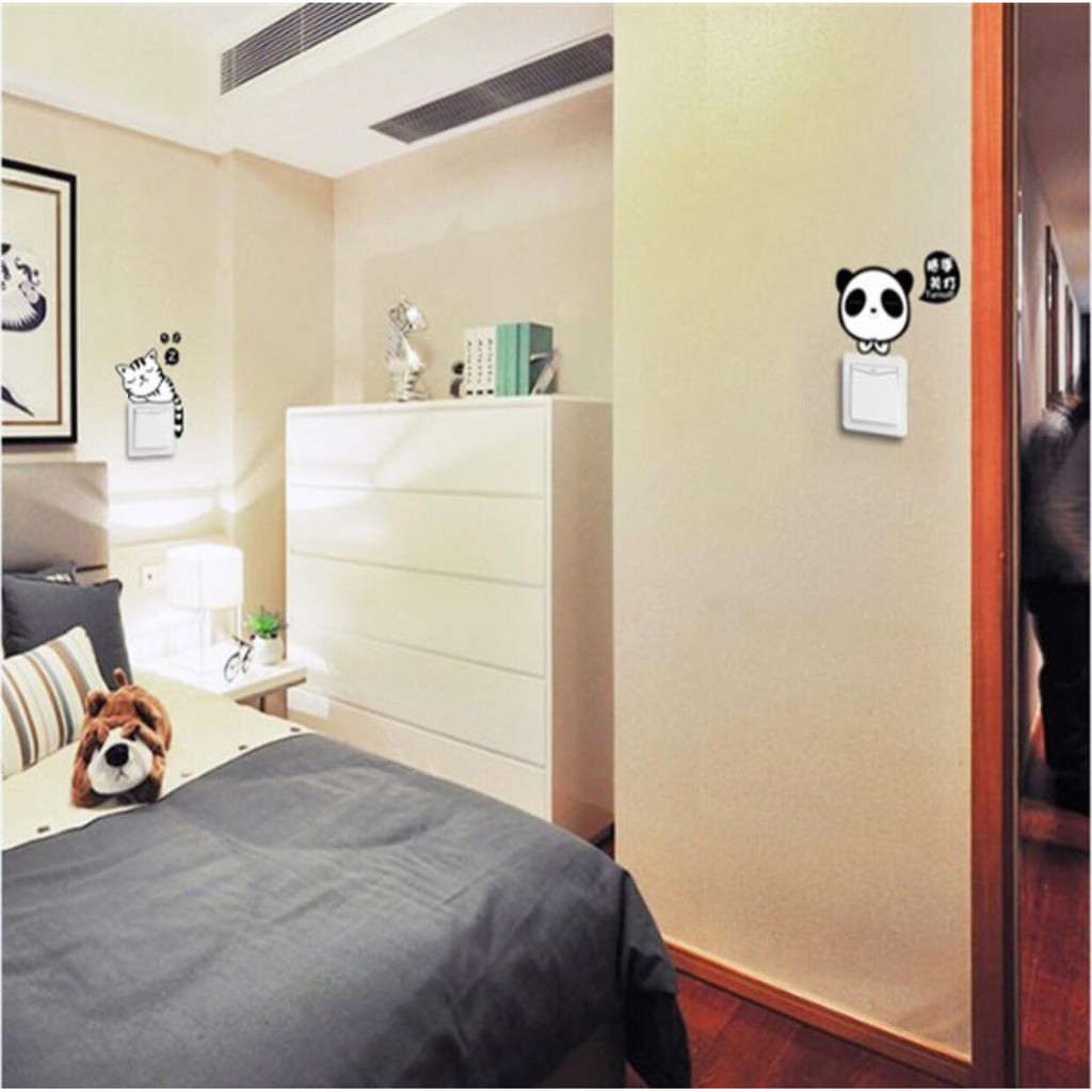 Decal dán tường mẫu thú dán ổ cắm điện trang trí vật dụng nhà