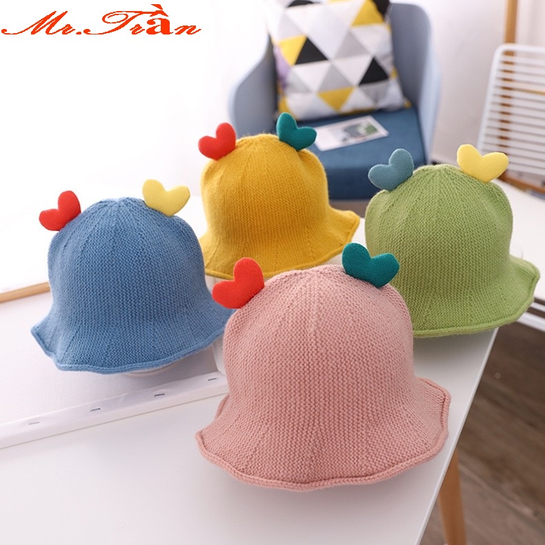 Mũ len trái tim ấm áp cho bé trai bé gái đội mùa đông hình 2 Trái tim