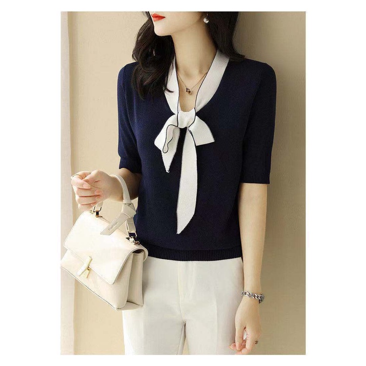 Áo Thun Lụa Lạnh Tay Ngắn Dáng Rộng Thời Trang Mùa Hè Dành Cho Nữ