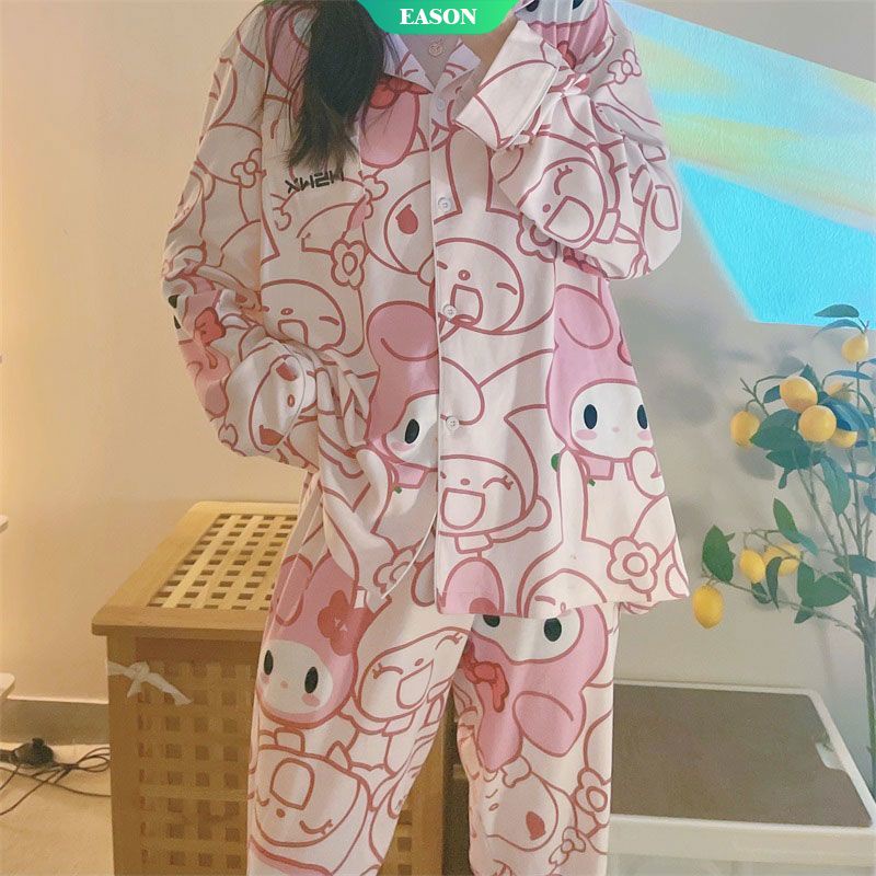 Bộ Đồ Ngủ Tay Dài In Hoạt Hình Sanrio Melody Kiểu Nhật Bản Dễ Thương Thời Trang Mùa Thu Cho Bạn Gái