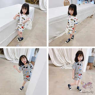 Đầm bé gái in hình chuột Mickey