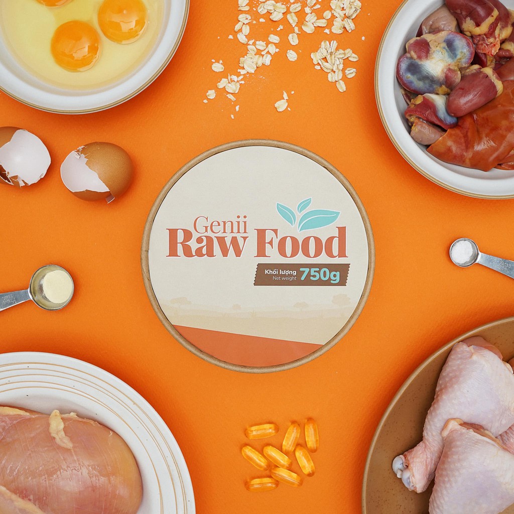 RAW GÀ 750g [ Genii Raw Food ] - Thức ăn tươi cho mèo thịt gà