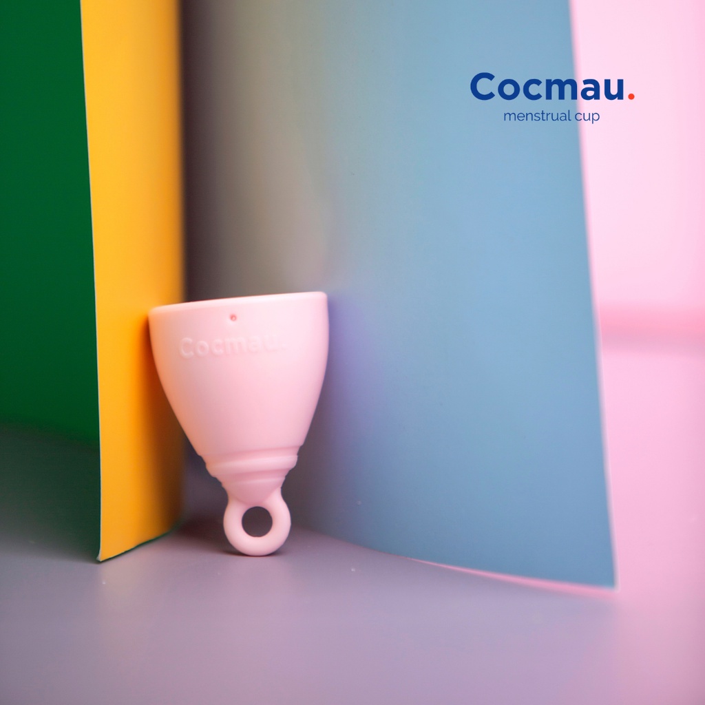 Cốc nguyệt san cải tiến Cocmau - Hồng Pastel - Cuống tròn dễ tháo - Thiết kế vành ẩn nhỏ gọn - 100% silicone y tế
