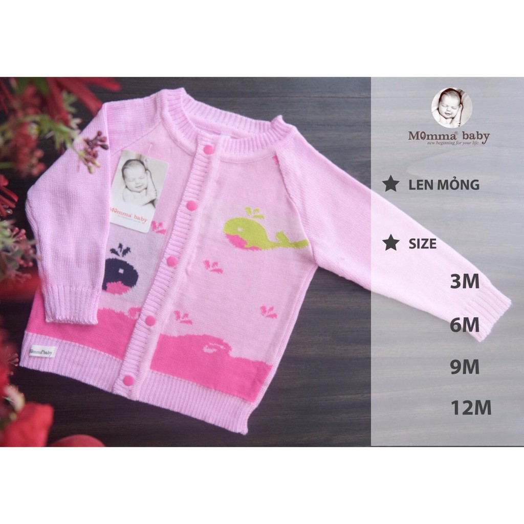 [Dễ Thương] Áo Len Bé Gái, Bé Trai Hãng Momma Baby, Size 3-12m, Hàng Made In Vn, Chất Len Mịn Đẹp