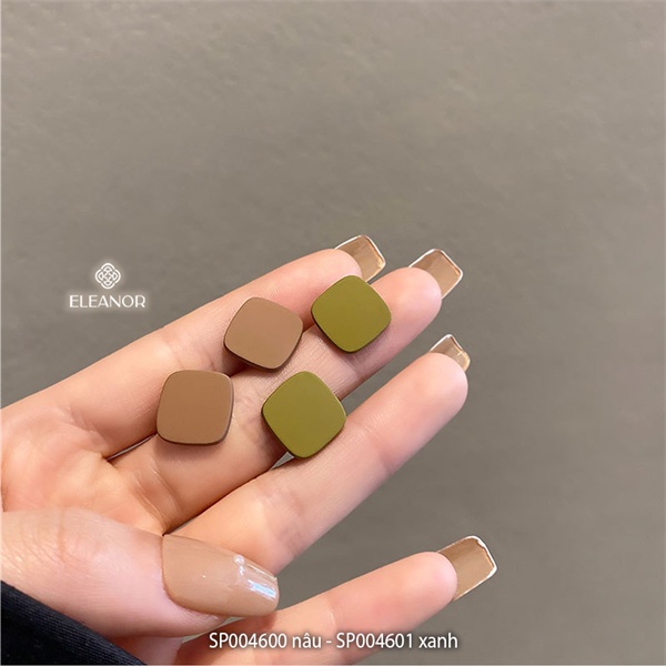 Bông tai nữ chuôi bạc 925 Eleanor Accessories hình vuông màu sắc trẻ trung phụ kiện trang sức Hàn Quốc dễ thương