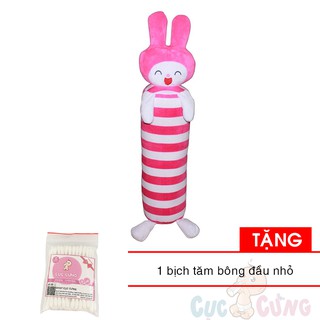 Gối ôm cho bé size nhỏ (50cm) - hình Thỏ màu hồng trắng Tặng 1 tăm bông đầu nhỏ cho bé