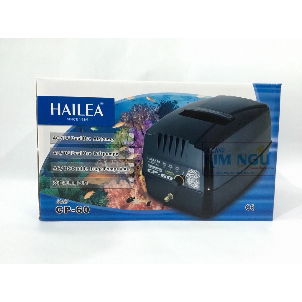 Máy Sủi Khí Oxy Tích Điện Cho Hồ Cá Hailea CP 60