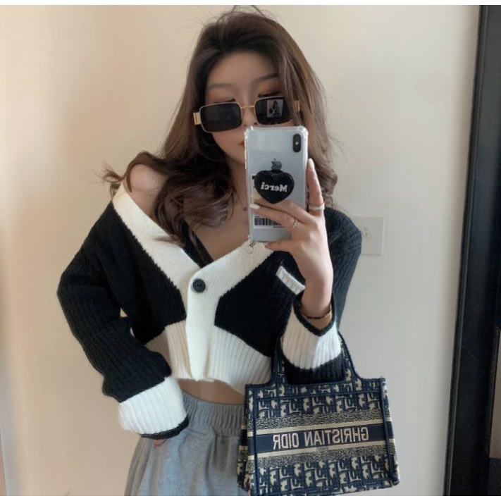 SUXI Áo khoác cardigan dệt kim mỏng dáng ôm phong cách retro thời trang mùa thu cho nữ