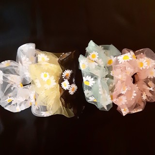 Dây cột tóc Scrunchie hoa cúc set 5 màu