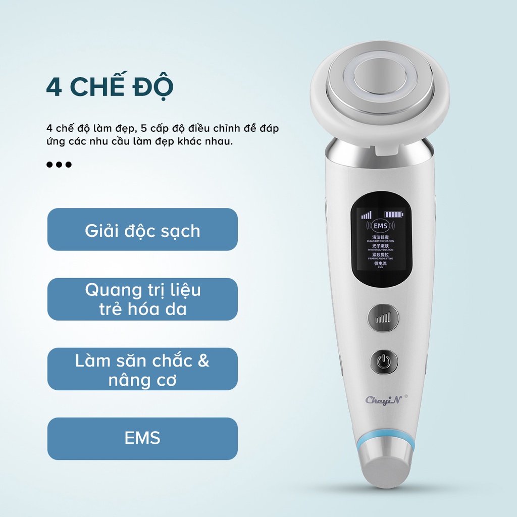 Máy mát xa da mặt Facial Eye 2 trong 1 CkeyiN MR656 có đèn LED giúp hỗ trợ cải thiện quầng thâm và nếp nhăn / nâng da mặt