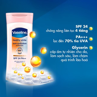 Sữa Dưỡng Thể Vaseline Dưỡng Trắng & Bảo Vệ Da Trước Nắng Và Ô Nhiễm SPF 24 PA++
