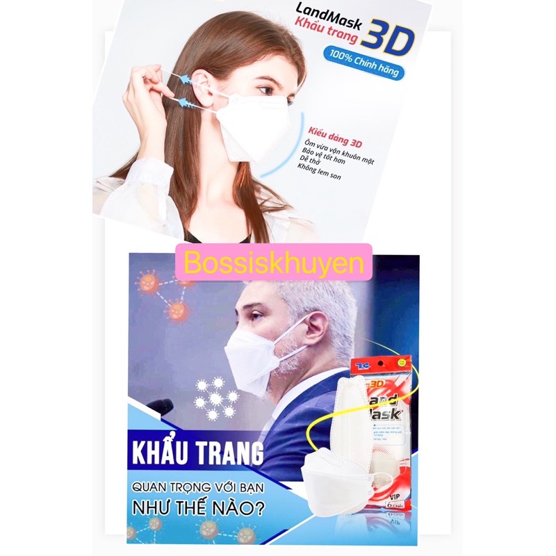 [SET 6 chiếc ]Khẩu trang 3D Kháng Khuẩn Land Mask Người lớn, trẻ em