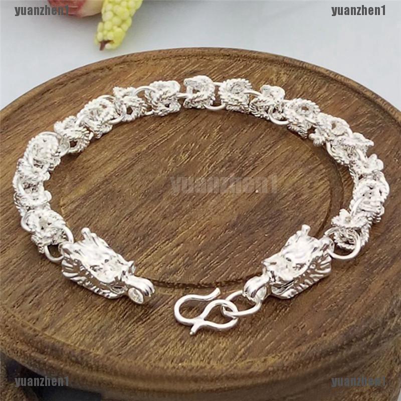 Vòng Tay Mạ Bạc Hình Rồng Thời Trang Cho Nam