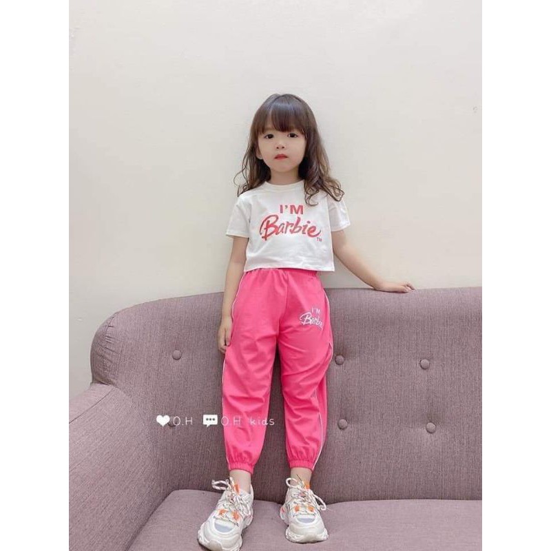 Sét bộ áo crop top phối quần dài bé gái.