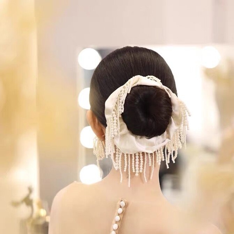 Dây Buộc Tóc Đính Ngọc Trai Đơn Giản Thời Trang Dành Cho Cô Dâu