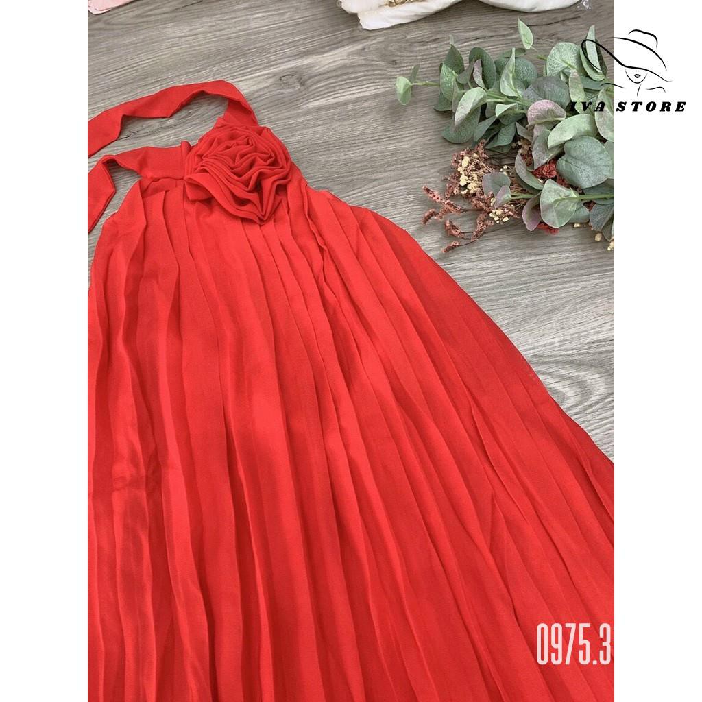 Đầm Maxi Cổ Yếm, Váy Maxi Dập Ly V54 Chất Voan Mềm Mướt, Mầu Đỏ, Xanh, Vàng, Cho Dáng Dài Miên Man Và Shot Ảnh Để Đời | BigBuy360 - bigbuy360.vn