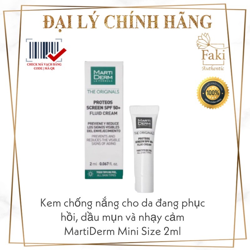 Kem chống nắng MartiDerm The Originals Proteos Screen SPF50+ -- Kem Chống Nắng Phổ Rộng Ngừa Lão Hóa, Nám Da Trial 2ml