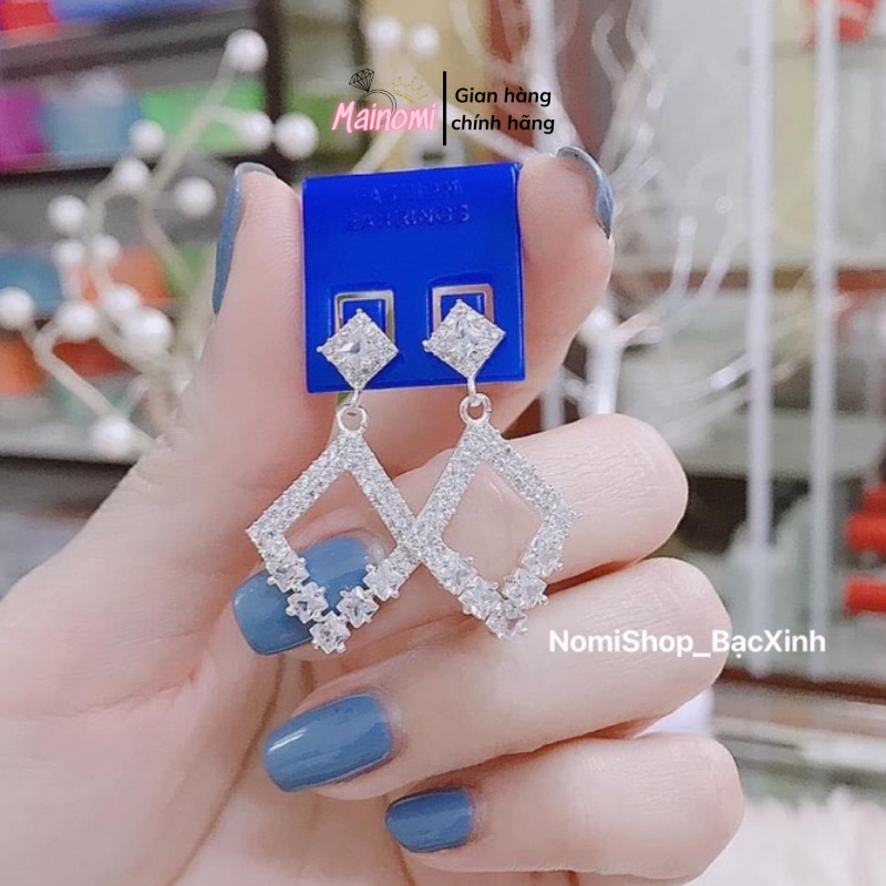 Bông tai bạc thời trang, sang chảnh cuốn hút hàng thiết kế đẹp không tì vết Mainomi Shop Bạc Xinh
