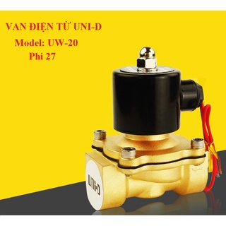 Van điện từ uni-d thường đóng 220v phi 21mm phi 27mm hàng chính hãng đầu coil nhập xịn độ bền cao van thoát nước
