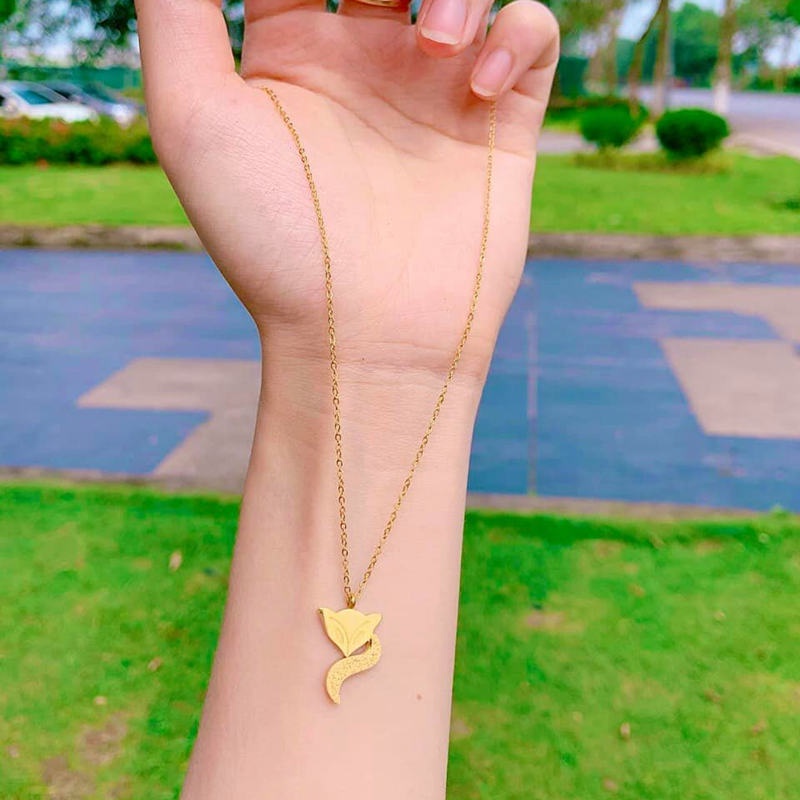 Vòng cổ nữ titan không gỉ dây chuyền titan nữ mặt hồ ly ánh kim sa lấp lánh quyến rũ sang trọng