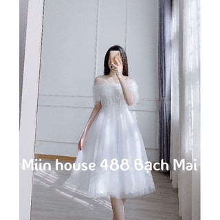 Váy trễ vai ren nơ ngọc