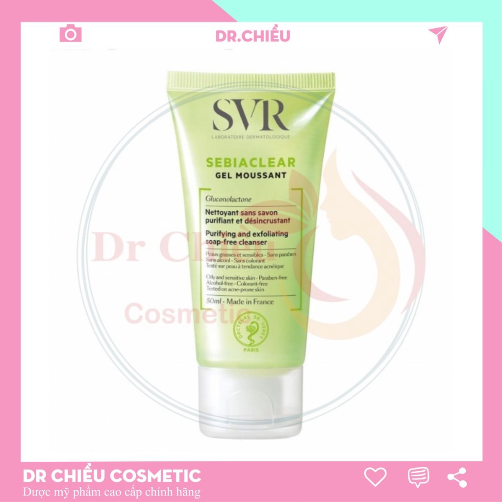 Sữa rửa mặt SVR Sebiaclear Gel Moussant ⚜️CHÍNH HÃNG⚜️Sữa rửa mặt chứa PHA dành cho da hỗn hợp, da dầu mụn SVR 50ml | BigBuy360 - bigbuy360.vn